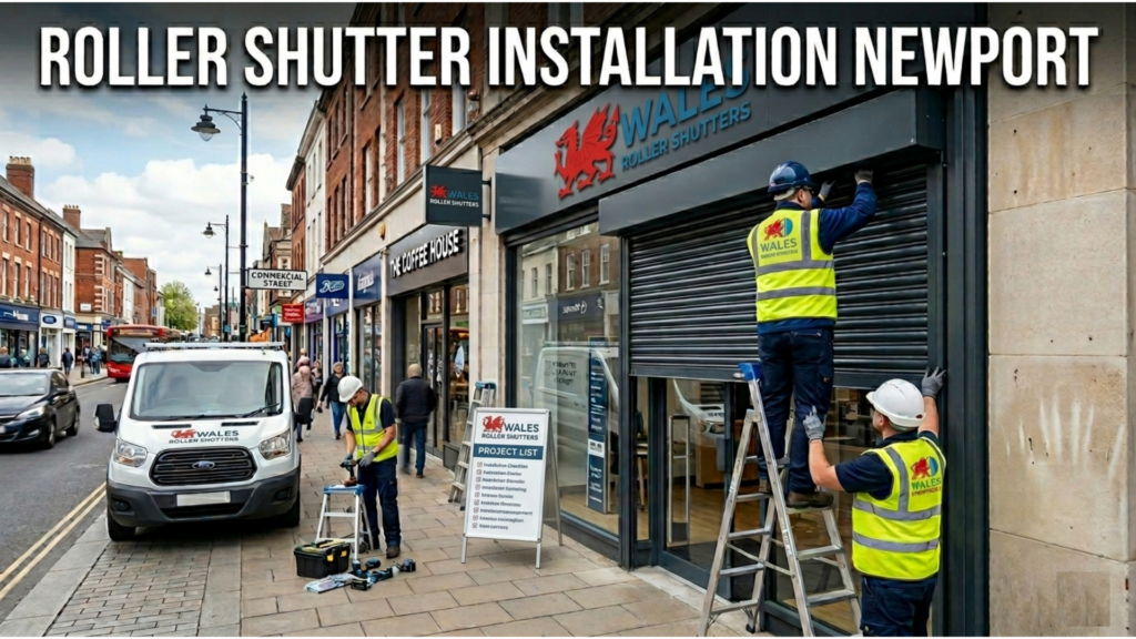 Professional roller shutter installation Newport for a commercial shopfront