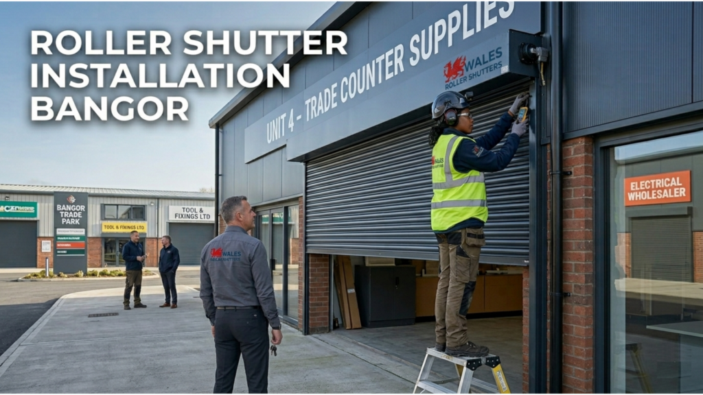 Professional roller shutter installation Bangor for a commercial business property