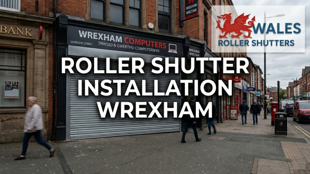 Professional roller shutter installation Wrexham on a commercial shopfront
